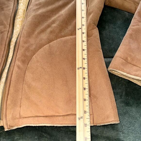 United Colors of Benetton Jacket Womens Medium Brown Sherpa Lined HAS FLAWS - Picture 10 of 12